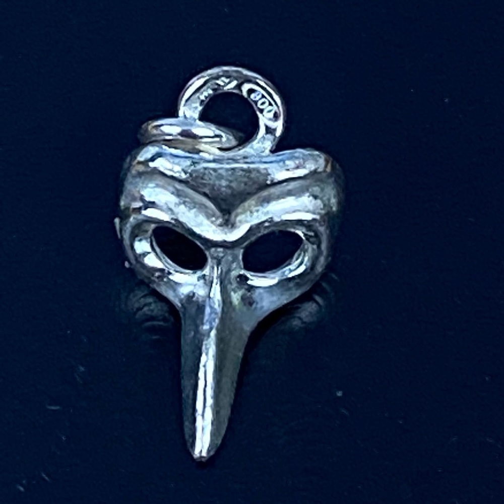 Italian Venice 800 Silver Plague Mask Pendant Charm
